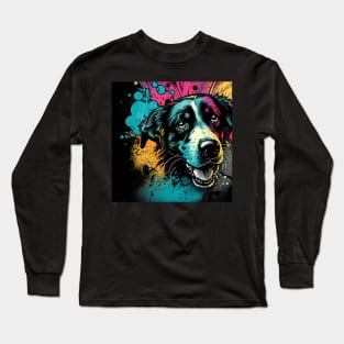 Cosmic Dog Splatter Paint Long Sleeve T-Shirt